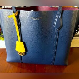 Tory Burch Perry Triple Compartment Tote-Navy